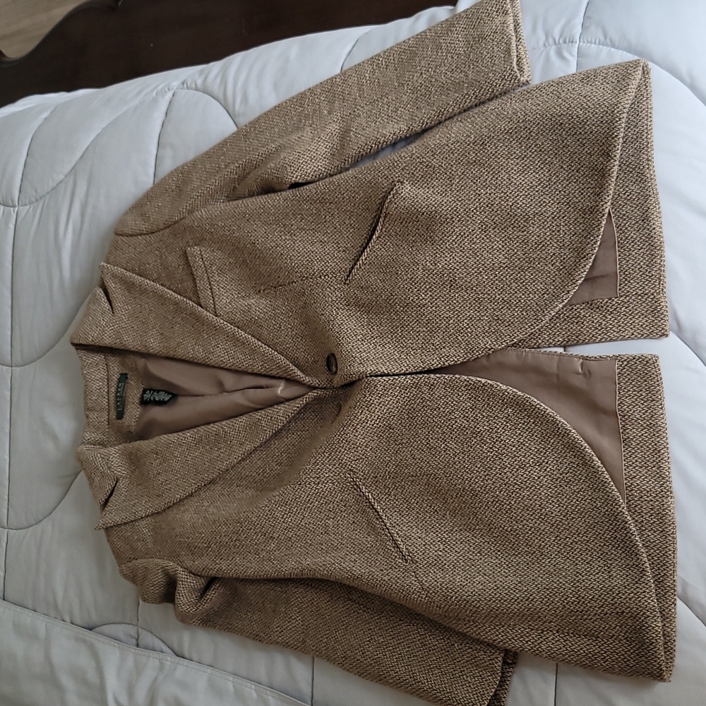 Tan and brown wool blend jacket
